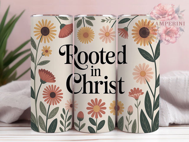 Rooted In Christ 20oz Tumbler, Christian Tumbler, Bible Verse Sublimation, Inspirational Wrap Design, Religious Quote PNG, 20oz Tumbler Wrap Sublimation Li Zamperini 