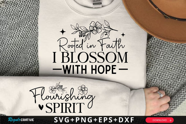 Rooted in Faith I Blossom with Hope Sleeve SVG Design, Christian Sleeve SVG, Faith SVG Design, Jesus Sleeve SVG SVG Regulrcrative 