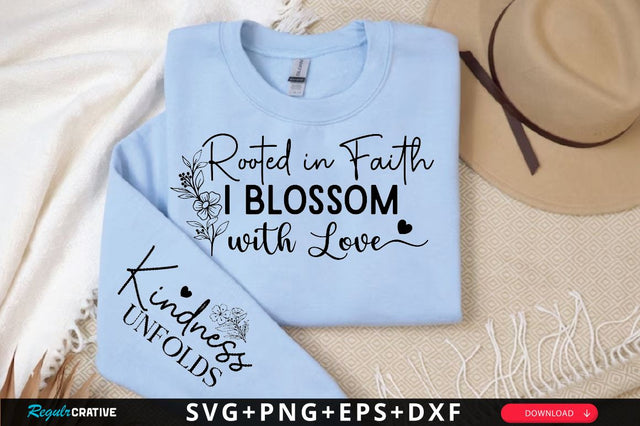 Rooted in Faith I Blossom with Love Sleeve SVG Design, Christian Sleeve SVG, Faith SVG Design, Jesus Sleeve SVG, Religious Sleeve SVG SVG Regulrcrative 
