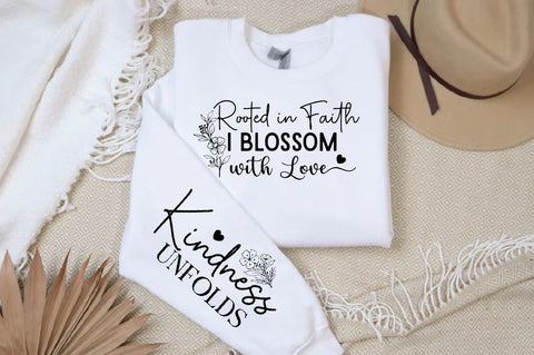 Rooted in Faith I Blossom with Love Sleeve SVG Design, Christian Sleeve SVG, Faith SVG Design, Jesus Sleeve SVG, Religious Sleeve SVG SVG Regulrcrative 