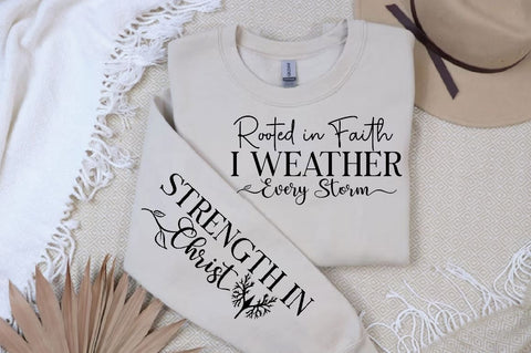 Rooted in Faith I Weather Every Storm Sleeve SVG Design, Christian Sleeve SVG, Faith SVG Design, Jesus Sleeve SVG SVG Regulrcrative 