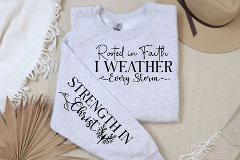 Rooted in Faith I Weather Every Storm Sleeve SVG Design, Christian Sleeve SVG, Faith SVG Design, Jesus Sleeve SVG SVG Regulrcrative 