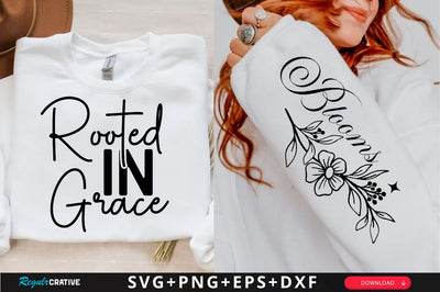 Rooted in Grace Sleeve SVG Design, Christian Sleeve SVG, Faith SVG Design, Jesus Sleeve SVG SVG Regulrcrative 