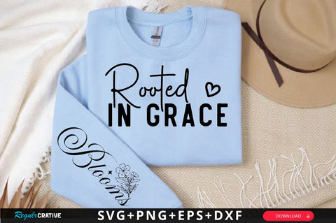 Rooted in Grace Sleeve SVG Design, Christian Sleeve SVG, Faith SVG Design, Jesus Sleeve SVG SVG Regulrcrative 