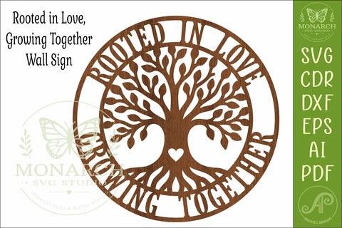 Rooted in Love Growing Together Family Tree Sign Laser Cut SVG APInspireddesigns 
