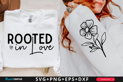 Rooted in Love Sleeve SVG Design, Christian Sleeve SVG, Faith SVG Design, Jesus Sleeve SVG SVG Regulrcrative 