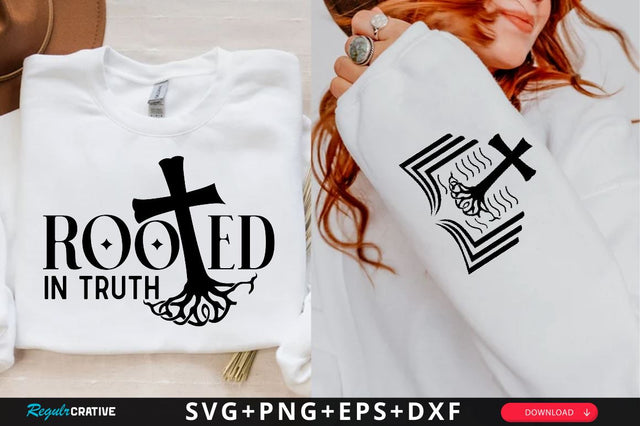 Rooted in Truth Sleeve SVG Design, Christian Sleeve SVG, Faith SVG Design, Jesus Sleeve SVG SVG Regulrcrative 