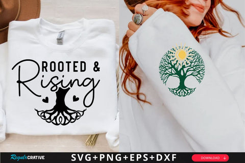 Rooted & Rising Sleeve SVG Design, Christian Sleeve SVG, Faith SVG Design, Jesus Sleeve SVG SVG Regulrcrative 