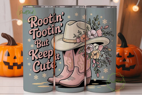 Rootin' Tootin' Cute Tumbler Wrap Sublimation PixelChick 