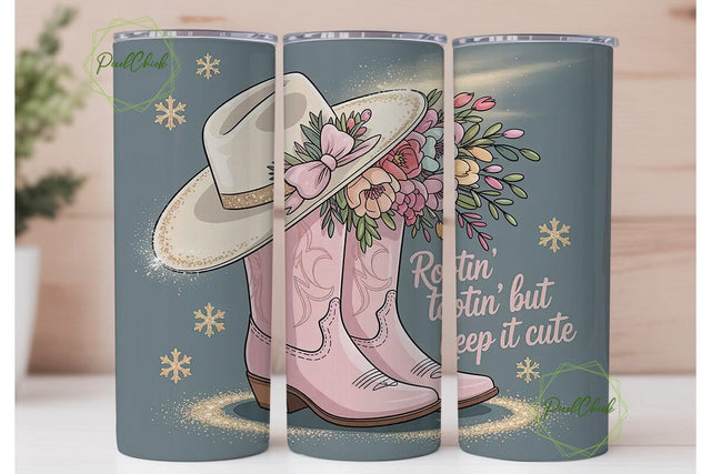 Rootin' Tootin' Cute Tumbler Wrap Sublimation PixelChick 