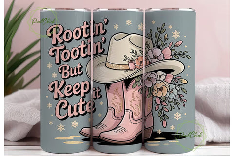 Rootin' Tootin' Cute Tumbler Wrap Sublimation PixelChick 