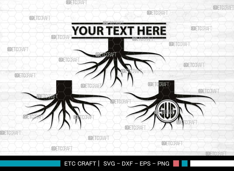 Four Roots Svg Roots Monogram, Roots Silhouette, Roots SVG, Tree Roots Svg, Family ...
