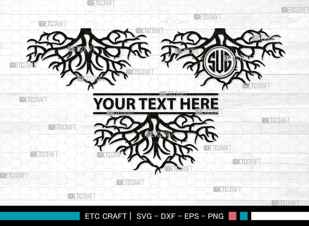 Roots Monogram, Roots Silhouette, Roots SVG, Tree Roots Svg, Family Tr ...