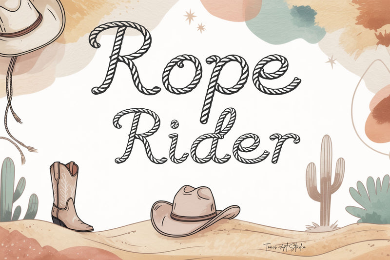 Rope Rider Font – Cowboy Rope Font, Western Lasso Letters, Rope Font Font TonisArtStudio 