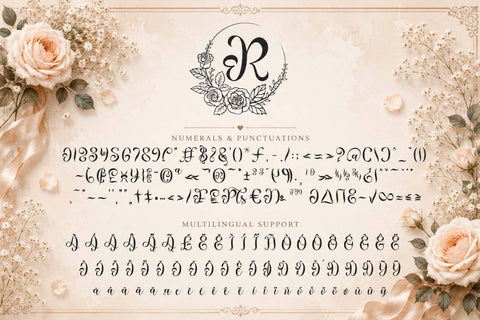 Rosabelle Flower Monogram Font Prasetya Letter 