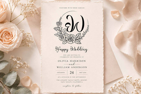 Rosabelle Flower Monogram Font Prasetya Letter 
