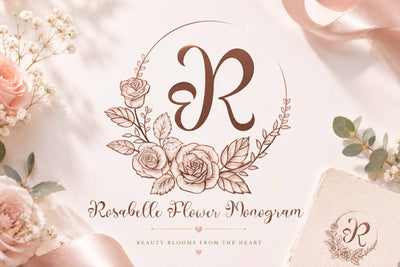 Rosabelle Flower Monogram Font Prasetya Letter 
