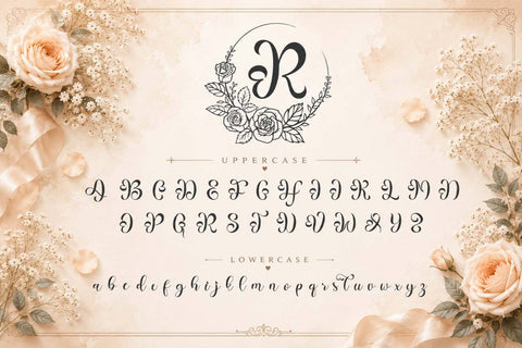 Rosabelle Flower Monogram Font Prasetya Letter 