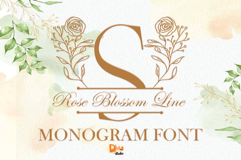 Rose Blossom Line Monogram Font Dm Letter Studio 