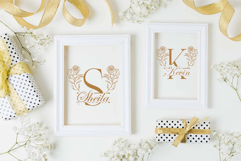 Rose Blossom Line Monogram Font Dm Letter Studio 