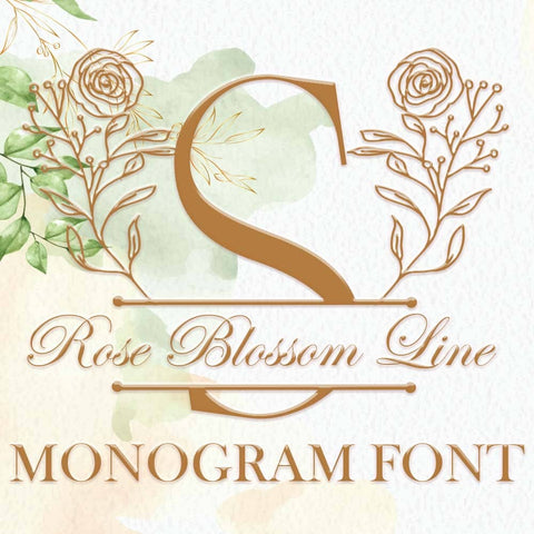 Rose Blossom Line Monogram Font Dm Letter Studio 