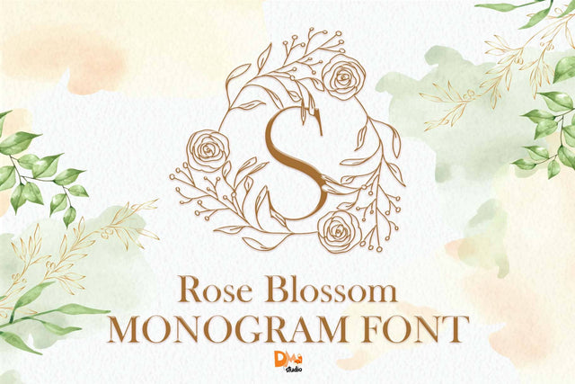 Rose Blossom Monogram Font Dm Letter Studio 