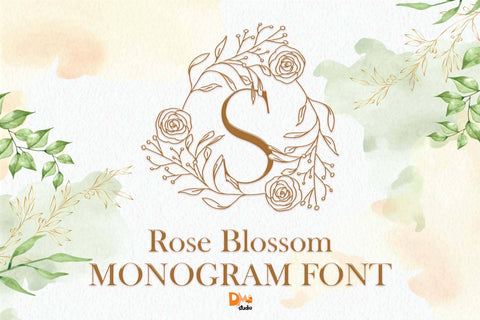 Rose Blossom Monogram Font Dm Letter Studio 