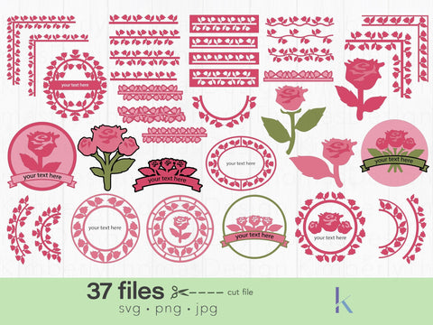 Rose borders, stencils and frame svg bundle SVG Kimberly Thomas Design 