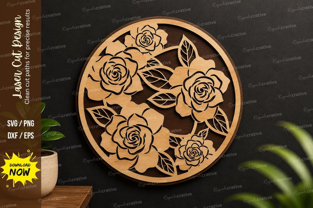Rose Bouquet Circle laser cut svg File SVG Regulrcrative 