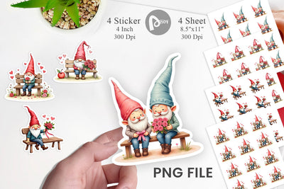 Rose Bouquet Gnome Sticker Sublimation artnoy 