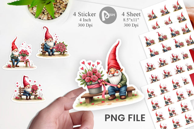 Rose Bouquet Gnome Sticker Sublimation artnoy 