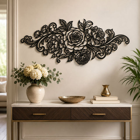 Rose Bouquet Laser SVG | Laser Cut Flower Wall Art DXF | CNC Plasma Cut File | Metal Garden Decor Svg | Rose Peony Design Png Eps SVG HappyDesignStudio 