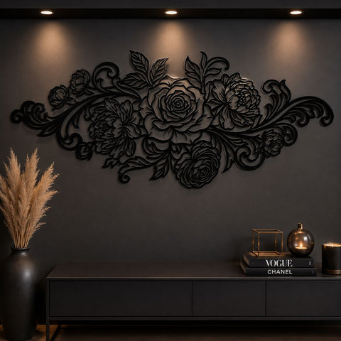 Rose Bouquet Laser SVG | Laser Cut Flower Wall Art DXF | CNC Plasma Cut File | Metal Garden Decor Svg | Rose Peony Design Png Eps SVG HappyDesignStudio 
