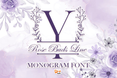 Rose Buds Line Monogram Font Dm Letter Studio 