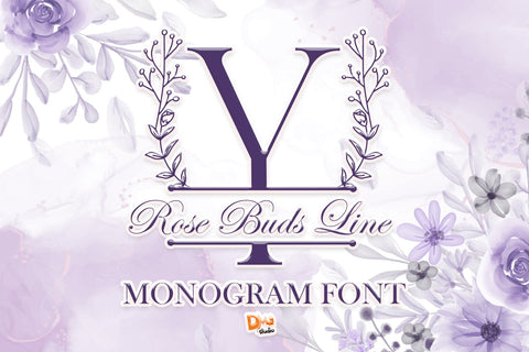 Rose Buds Line Monogram Font Dm Letter Studio 