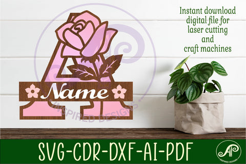 Rose Capital Monogram Letter A SVG SVG APInspireddesigns 