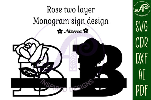 Rose Capital Monogram Letter B SVG SVG APInspireddesigns 