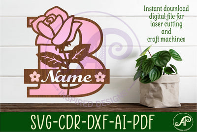 Rose Capital Monogram Letter B SVG SVG APInspireddesigns 
