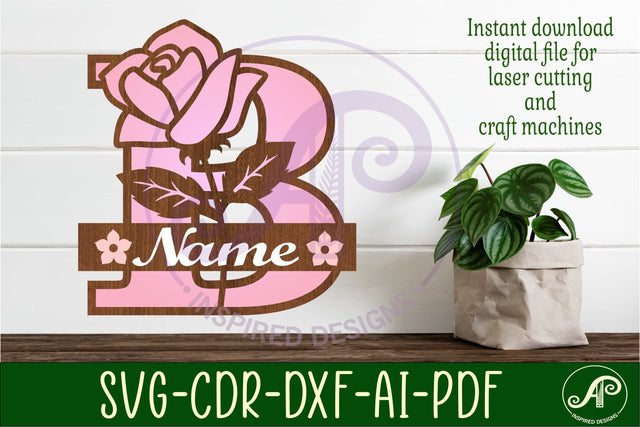 Rose Capital Monogram Letter B SVG SVG APInspireddesigns 