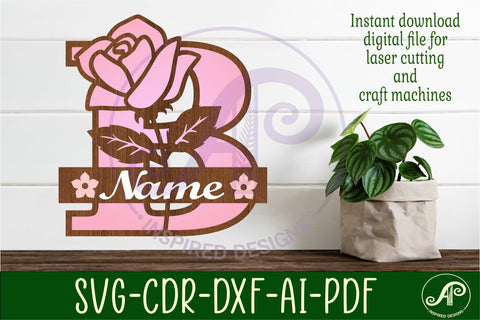 Rose Capital Monogram Letter B SVG SVG APInspireddesigns 