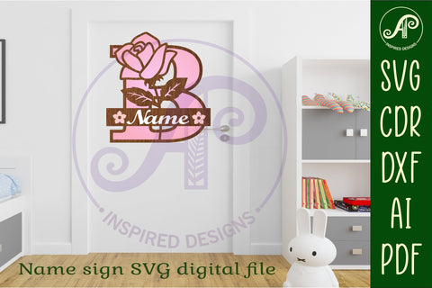 Rose Capital Monogram Letter B SVG SVG APInspireddesigns 