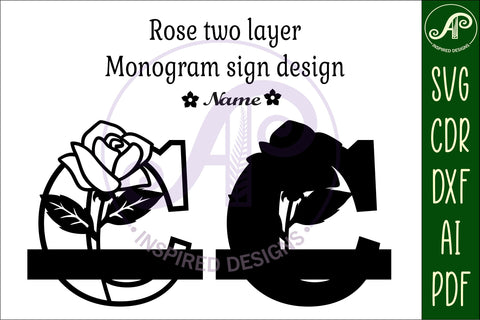 Rose Capital Monogram Letter C SVG SVG APInspireddesigns 