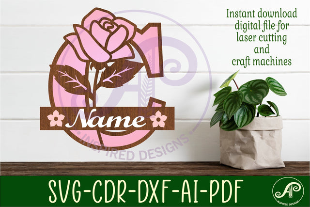 Rose Capital Monogram Letter C SVG SVG APInspireddesigns 