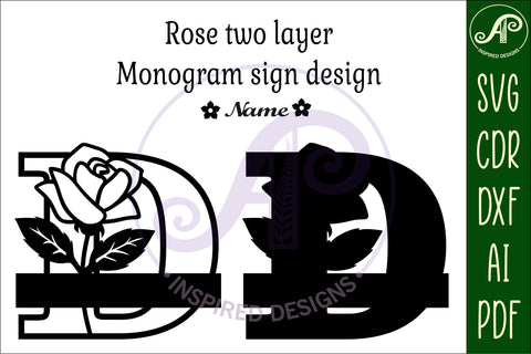 Rose Capital Monogram Letter D SVG SVG APInspireddesigns 