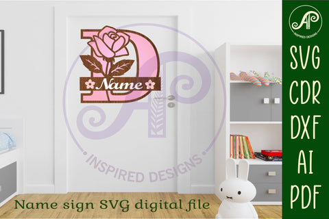Rose Capital Monogram Letter D SVG SVG APInspireddesigns 