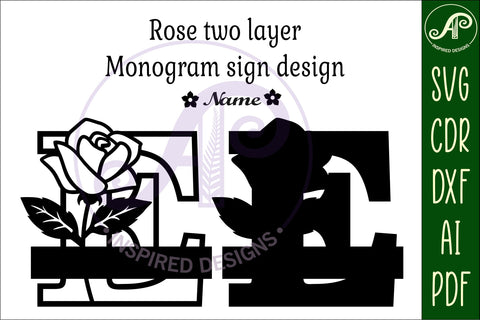 Rose Capital Monogram Letter E SVG SVG APInspireddesigns 