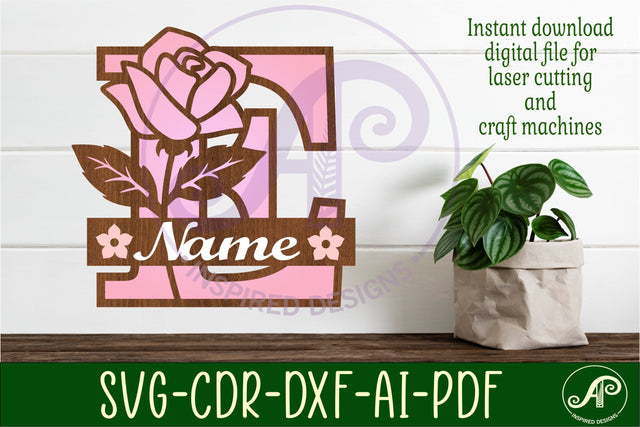 Rose Capital Monogram Letter E SVG SVG APInspireddesigns 