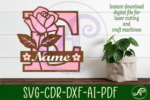 Rose Capital Monogram Letter E SVG SVG APInspireddesigns 