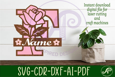 Rose Capital Monogram Letter F SVG SVG APInspireddesigns 