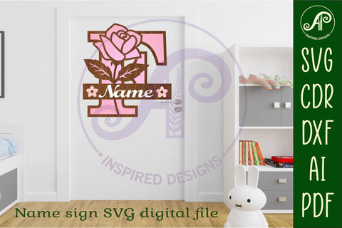Rose Capital Monogram Letter F SVG SVG APInspireddesigns 
